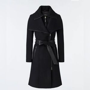 Mackage NORI 2-in-1 double face wool coat with leather sash S. XS